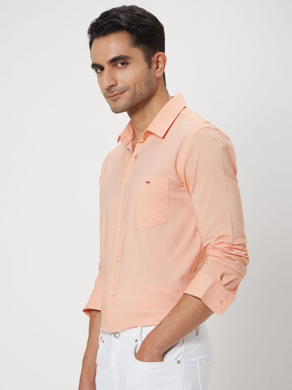 Orange Chambray Plain Shirt