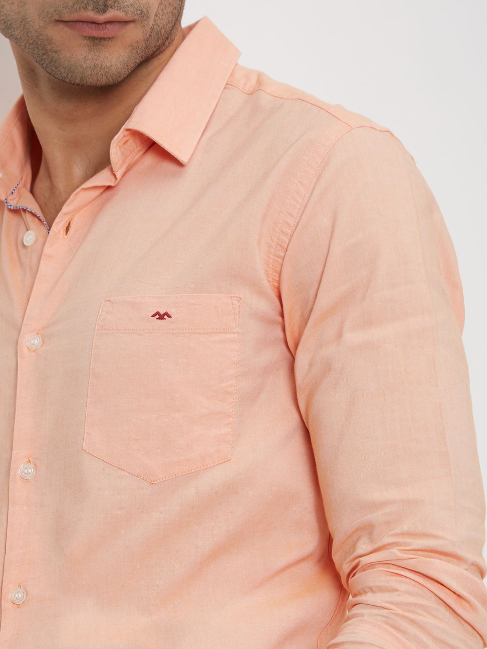 Orange Chambray Plain Shirt
