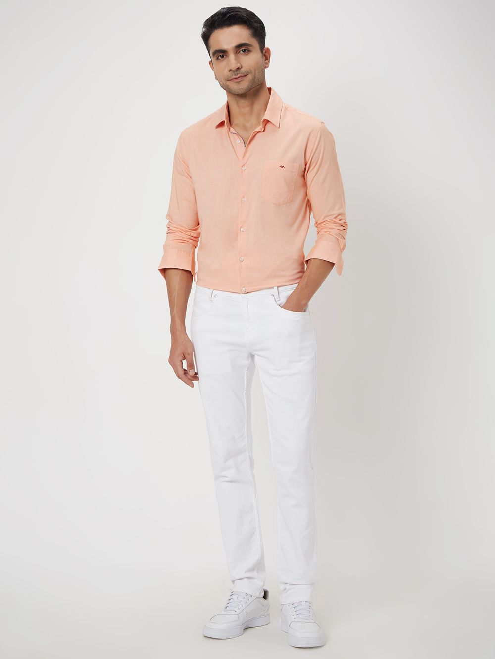 Orange Chambray Plain Shirt