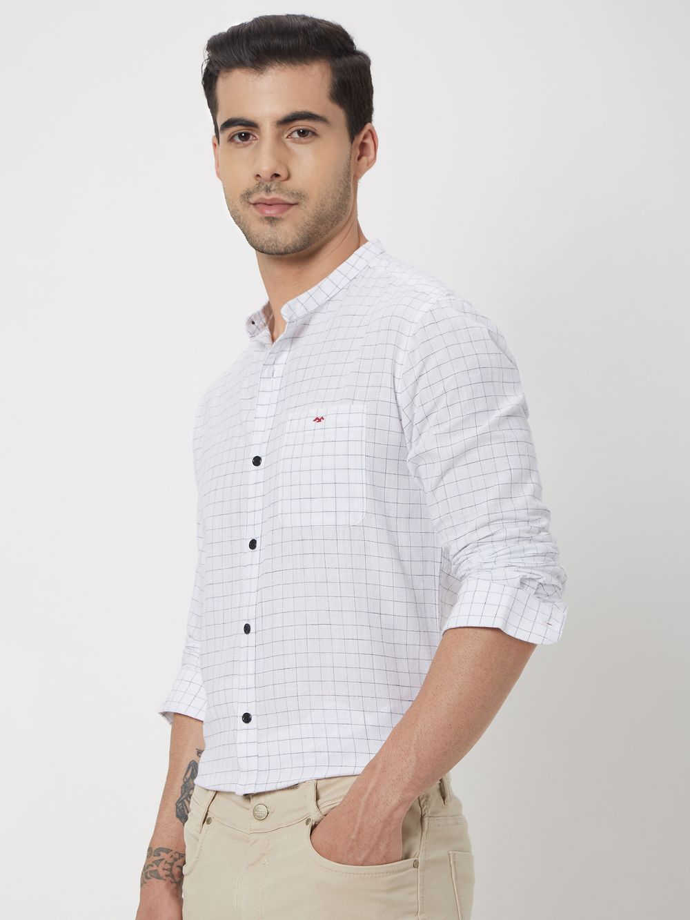 White Check Slub Shirt