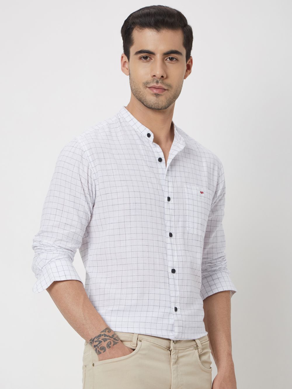 White Check Slub Shirt