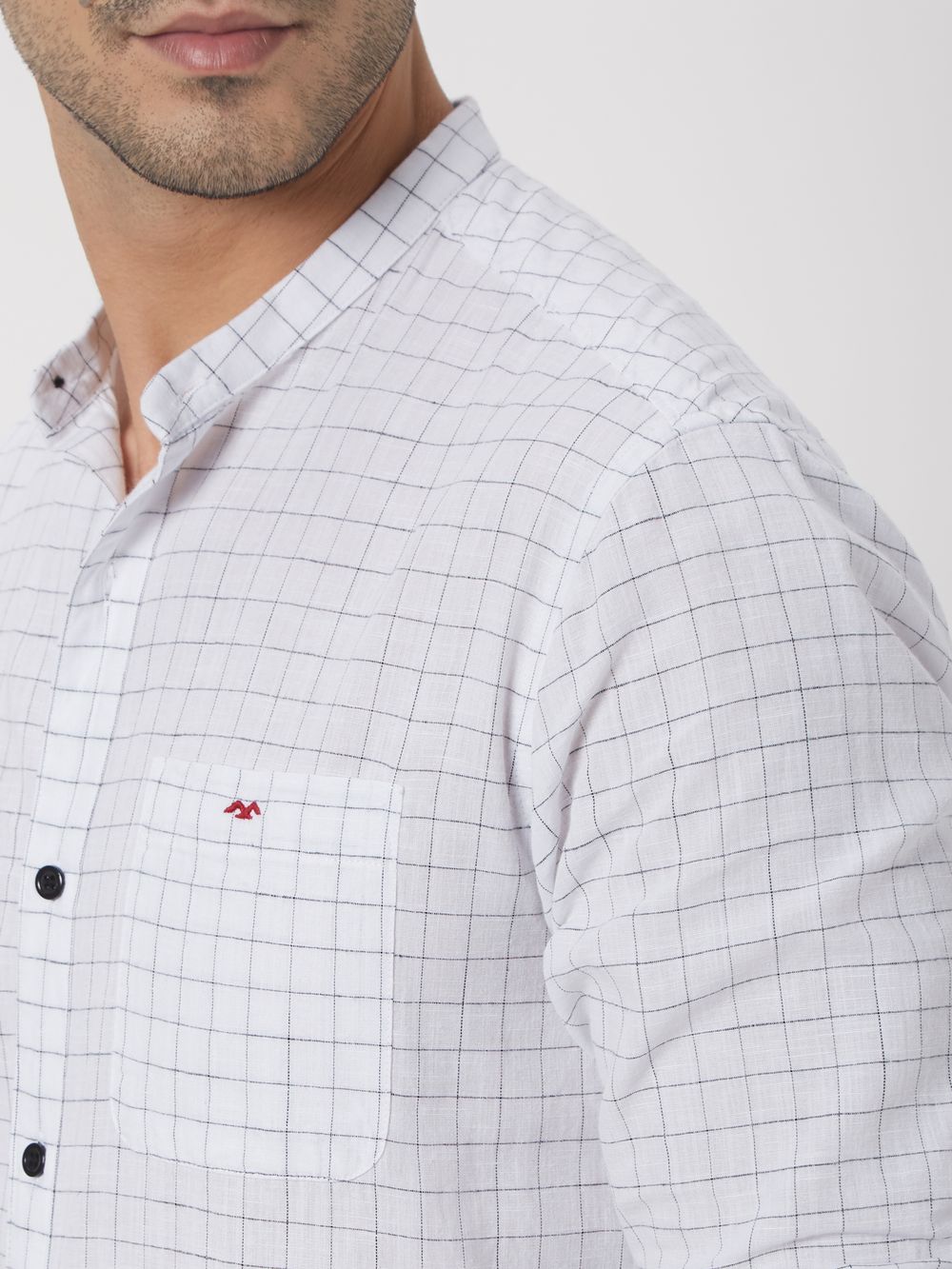 White Check Slub Shirt