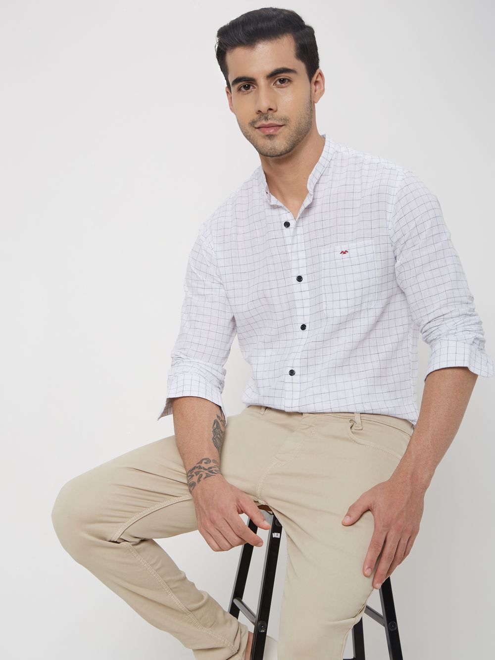 White Check Slub Shirt