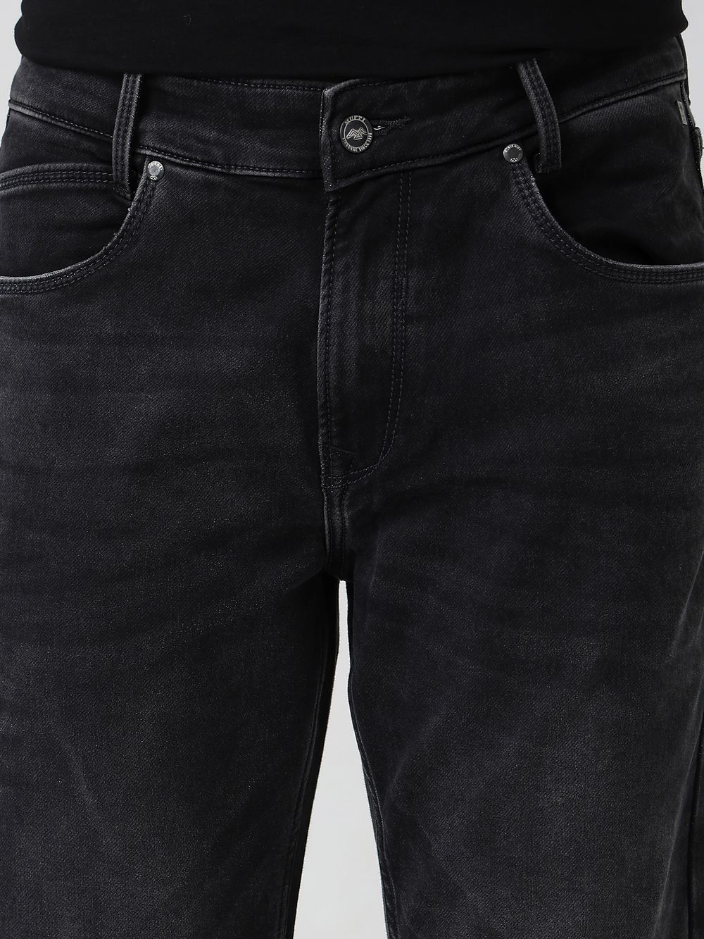 Black Straight Fit Denim Deluxe Stretch Jeans
