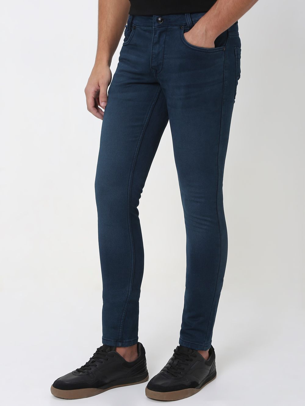 Deep Indigo Blue Skinny Fit Denim Deluxe Stretch Jeans
