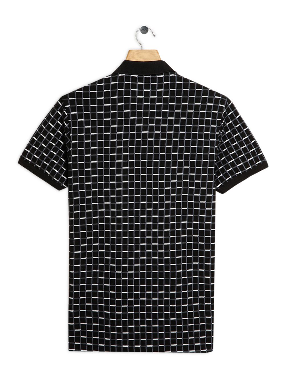 Black Geometric Print Polo