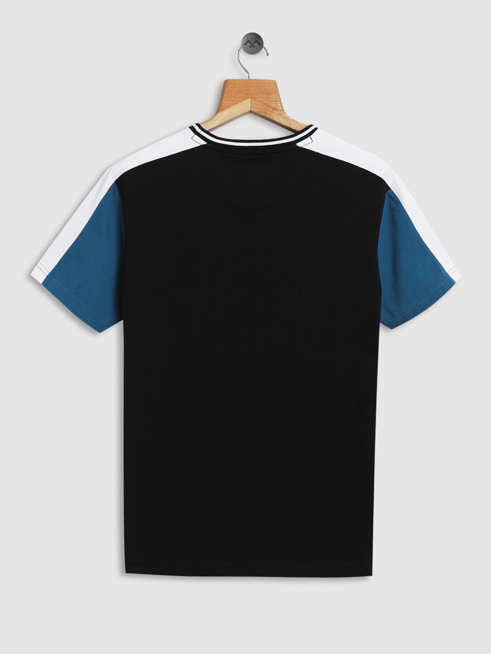 Black & Teal Cut & Sew Knitted Jersey T-Shirt