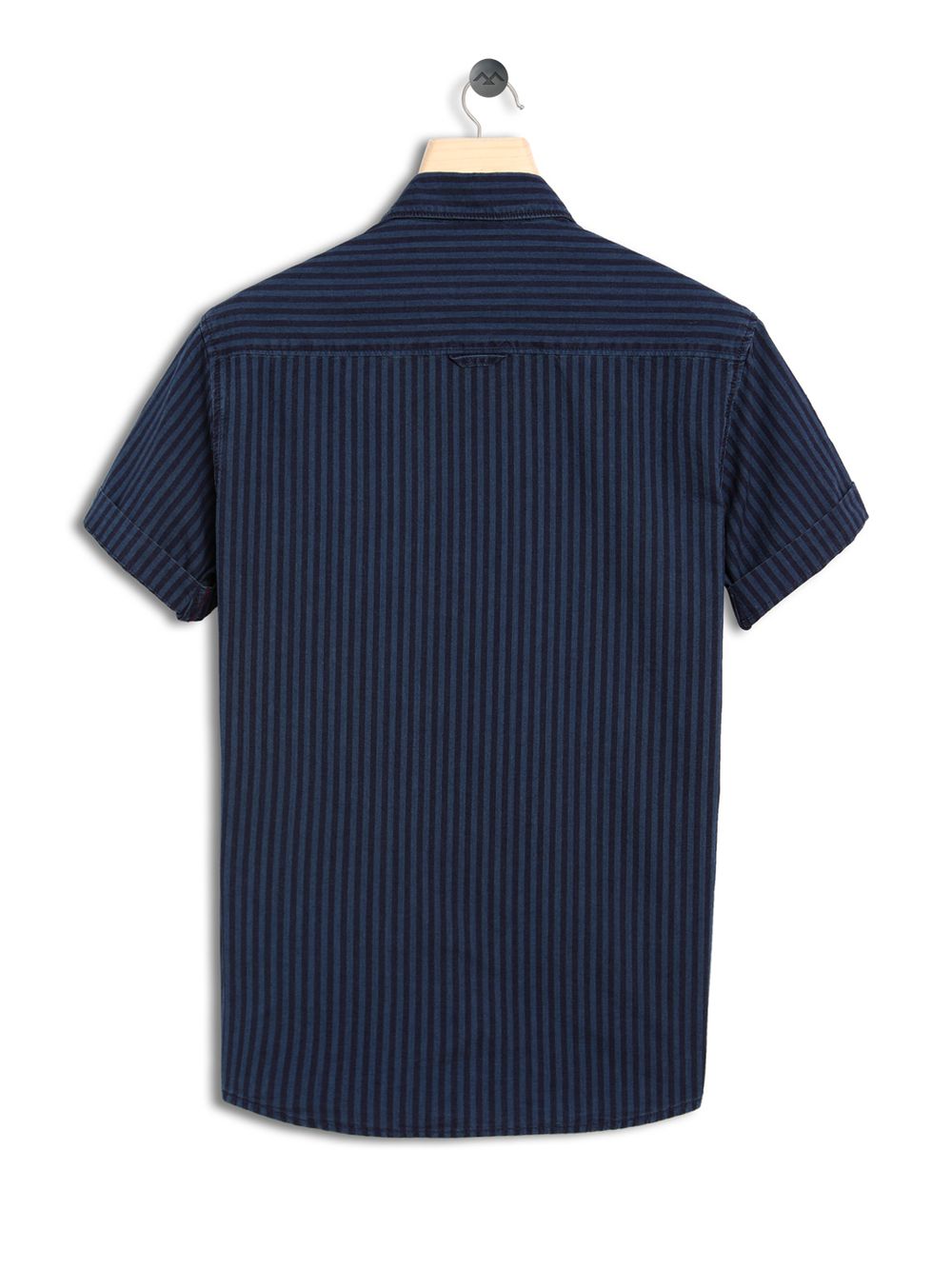 Dark Indigo Blue Tonal Stripe Slim Fit Casual Shirt