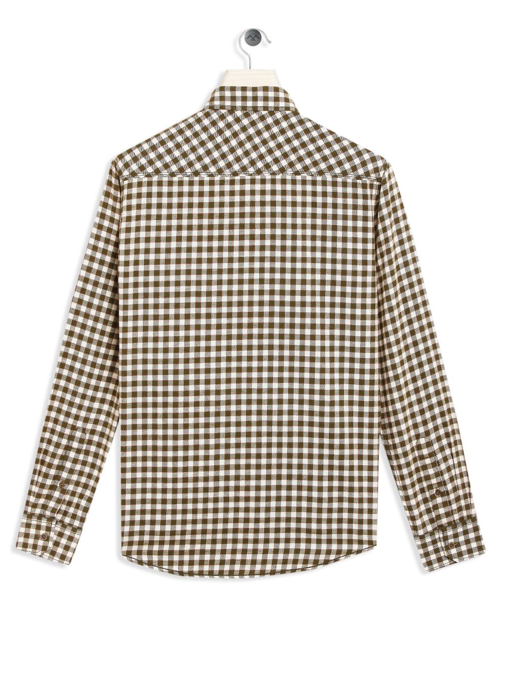 Off White & Olive Flannel Check Slim Fit Casual Shirt