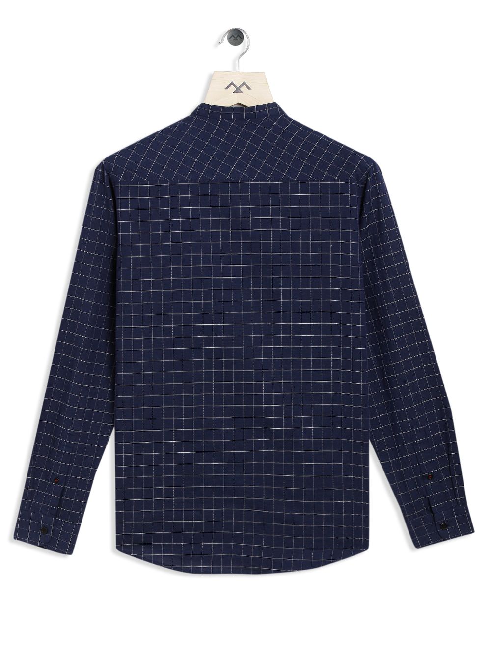 Navy & White Grid Check Slim Fit Casual Shirt