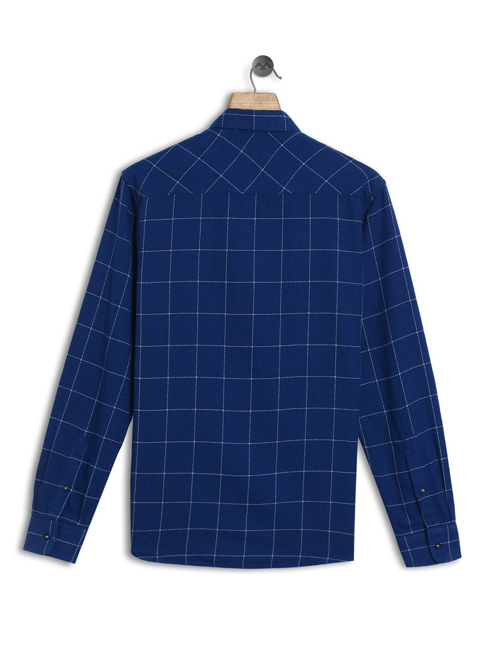 Navy & Off White Windowpane Check Slim Fit Casual Shirt