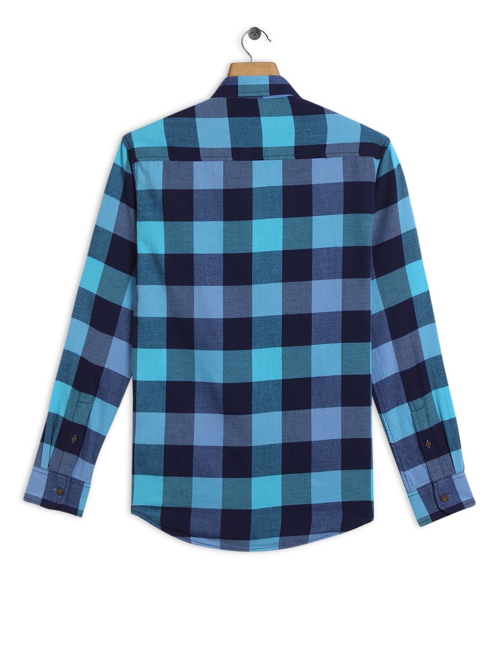 Turquoise & Navy Madras Check Slim Fit Casual Shirt