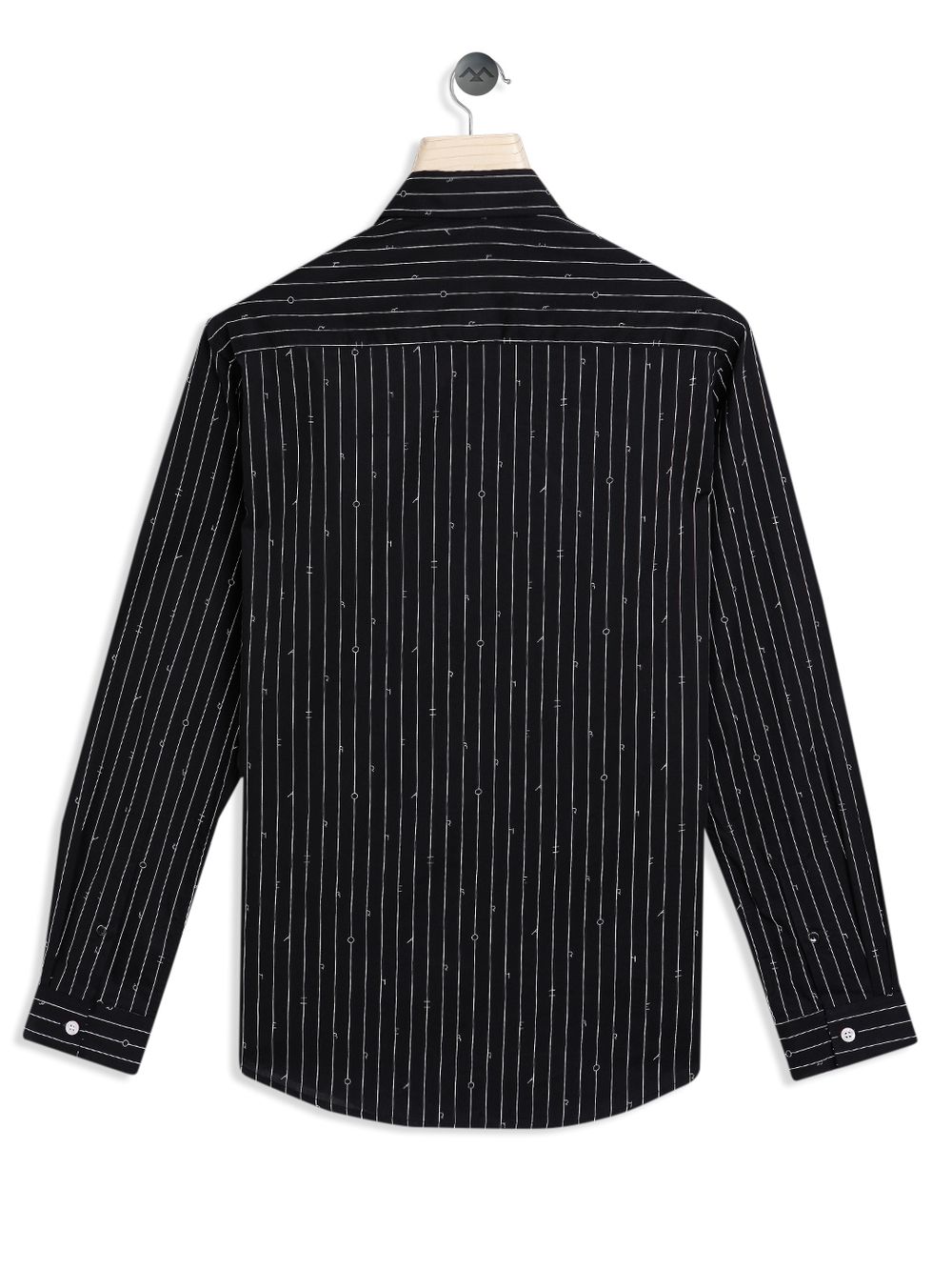 Black & White Printed Stripe Slim Fit Casual Shirt