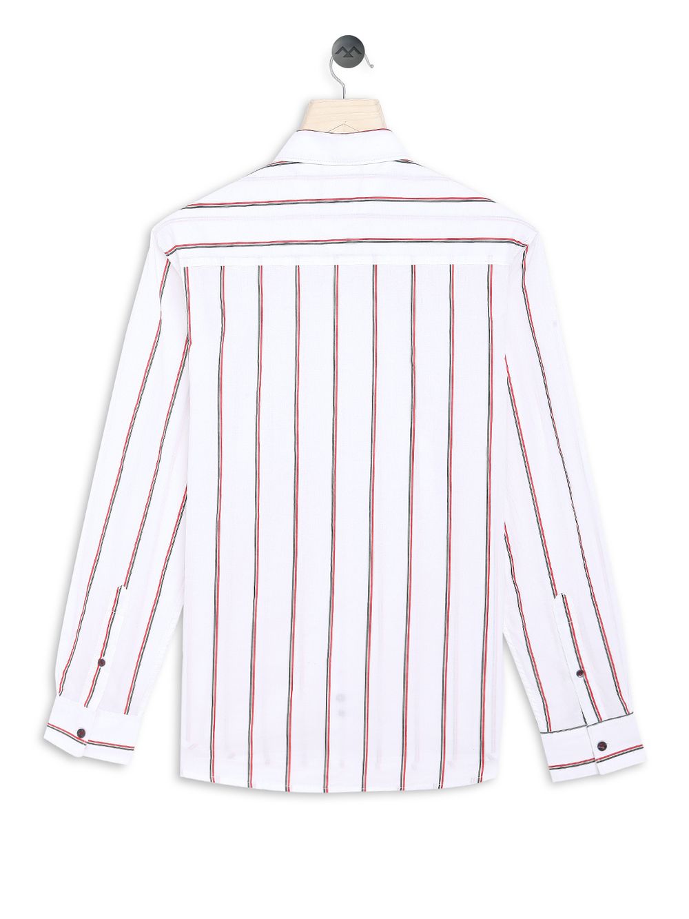 White & Red Lightweight Stripe Slim Fit Casual Shirt