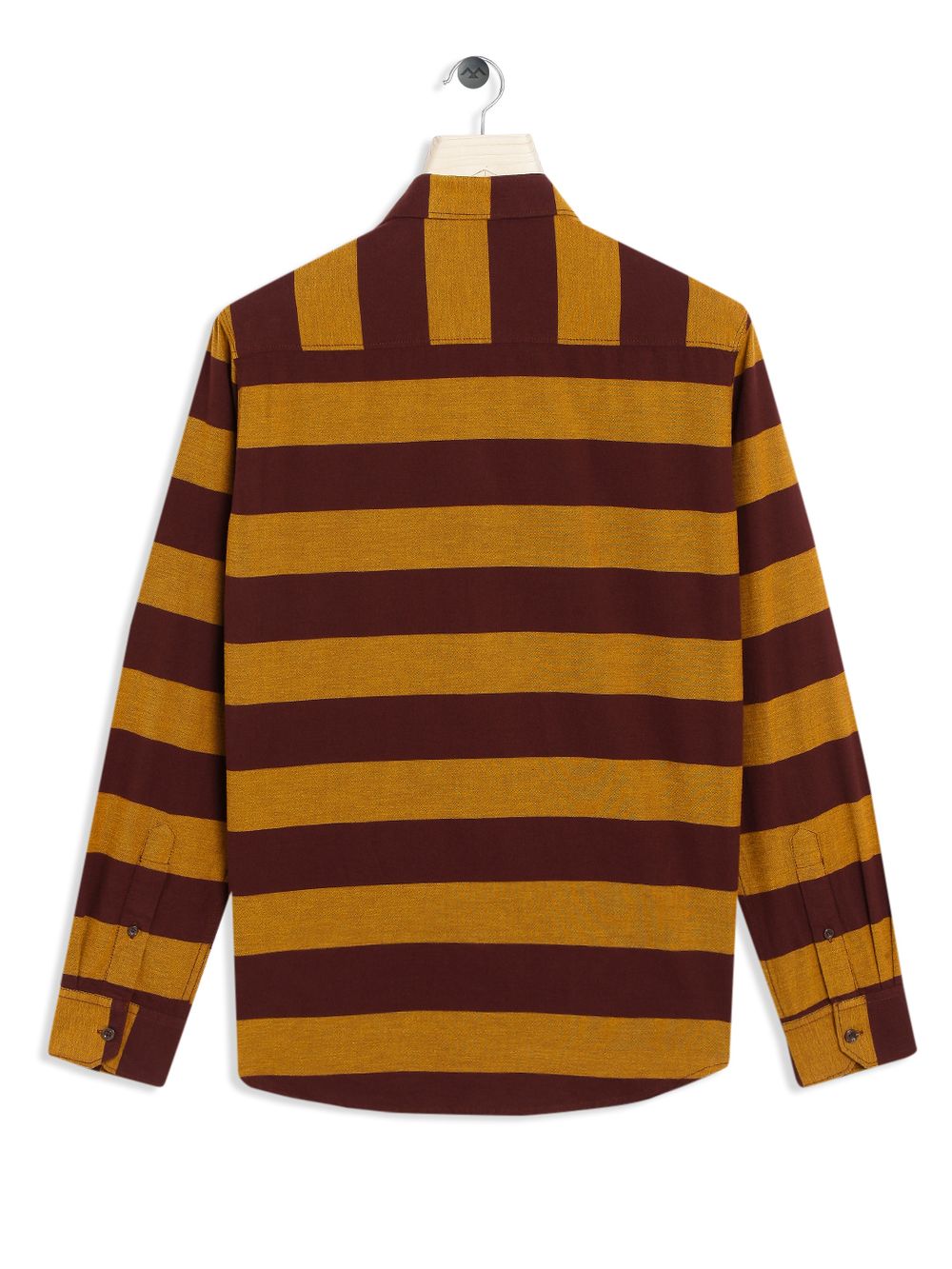 Maroon & Mustard Stripe Slim Fit Casual Shirt