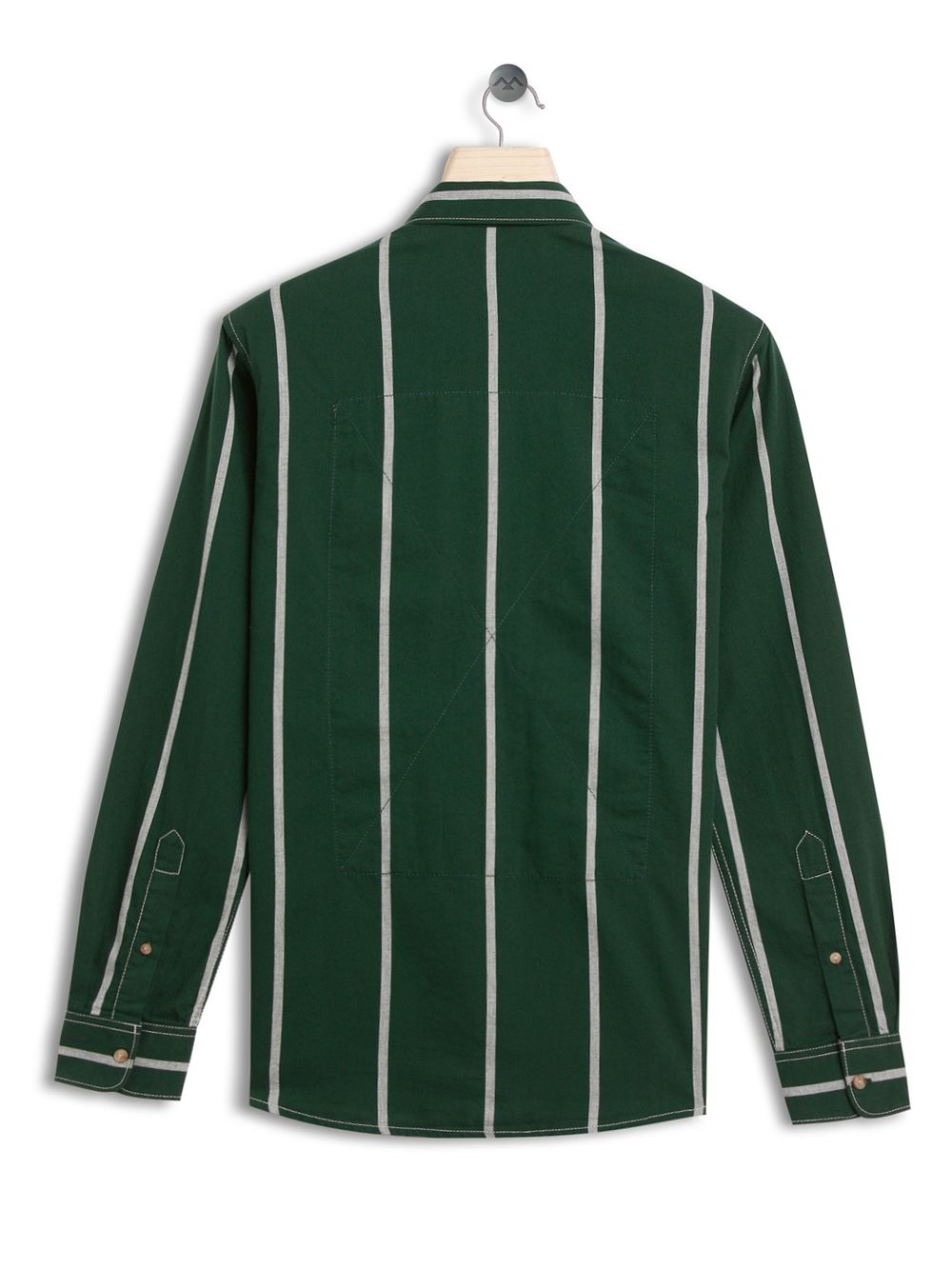 Green & White Stripe Slim Fit Casual Shirt