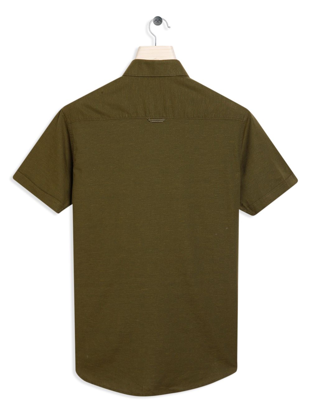 Olive Cotton Linen Military Slim Fit Casual Shirt