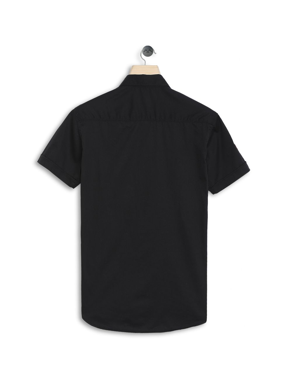 Black Badged Slim Fit Casual Shirt