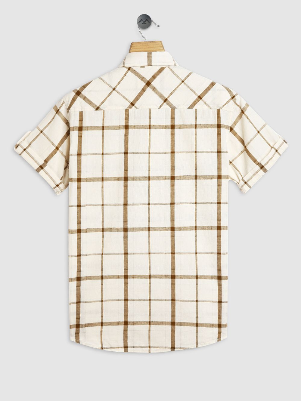 Khaki & White Windowpane Check Shirt