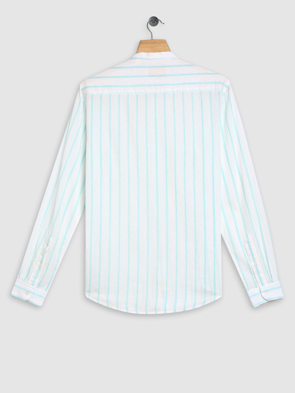 Turquoise & White Textured Stripe Shirt