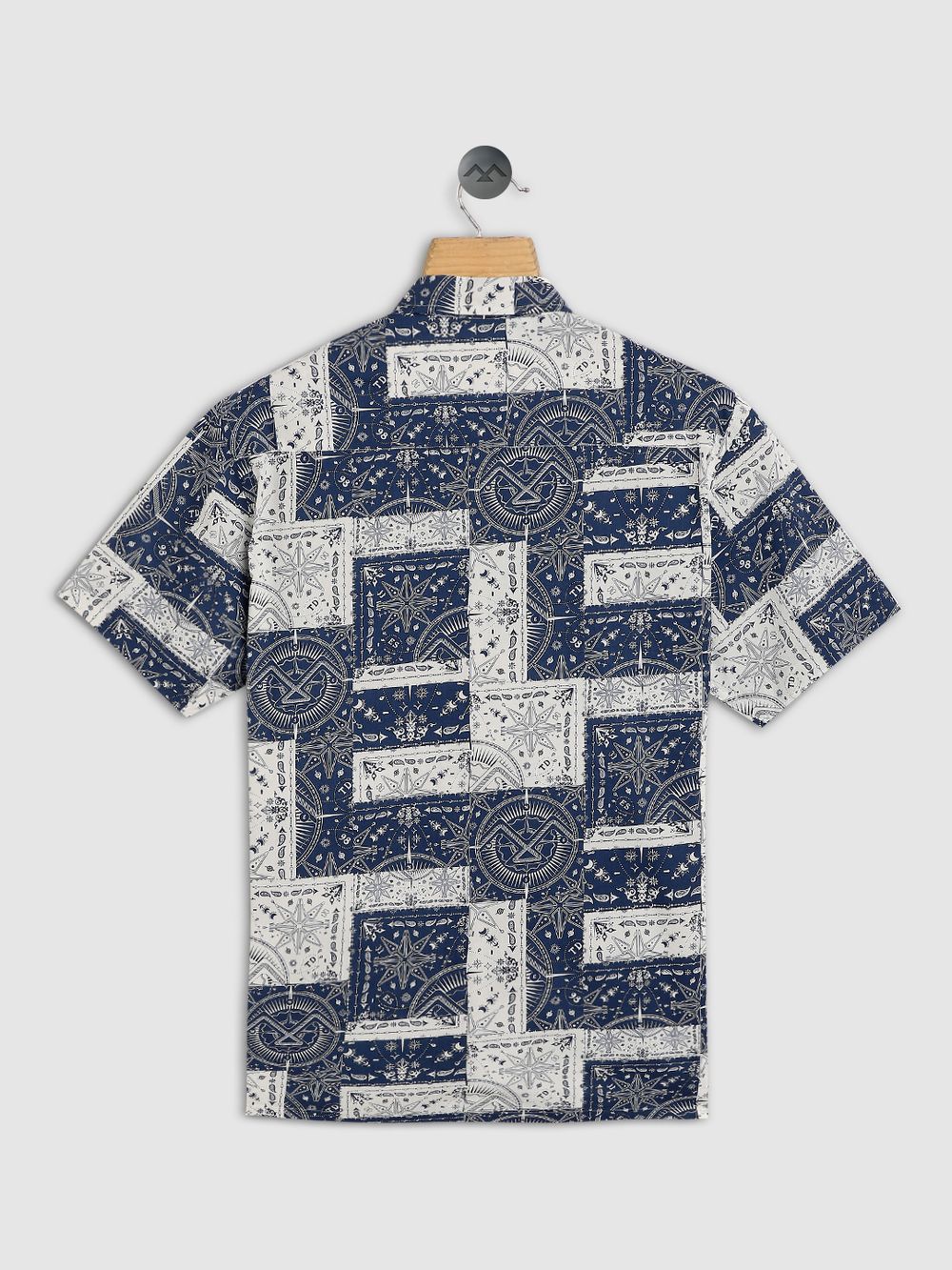 Navy & White Bandana Print Slim Fit Casual Shirt