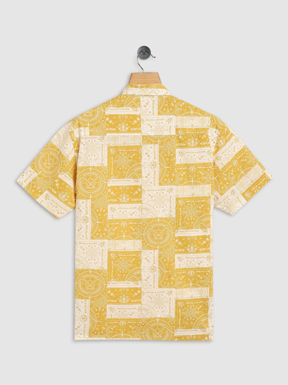 Yellow & White Bandana Print Slim Fit Casual Shirt