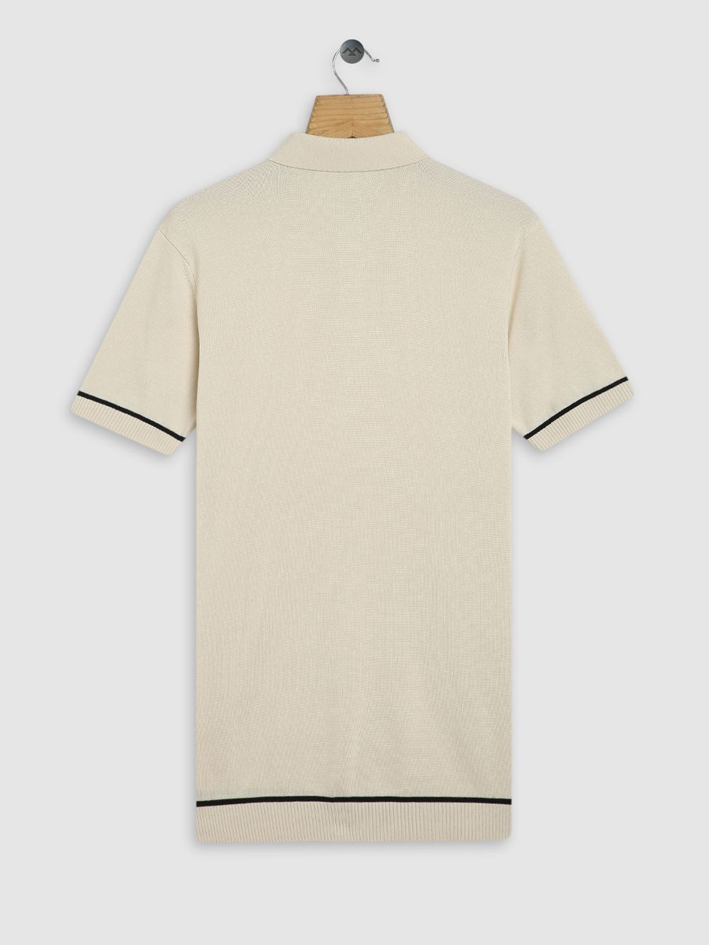 Off White Solid Flatknit Polo