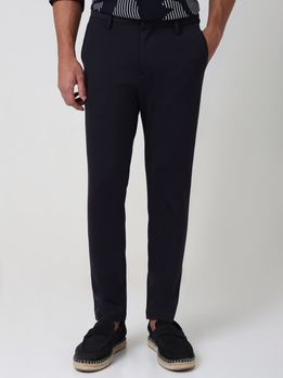 Navy Ankle Length Stretch Chinos Trouser