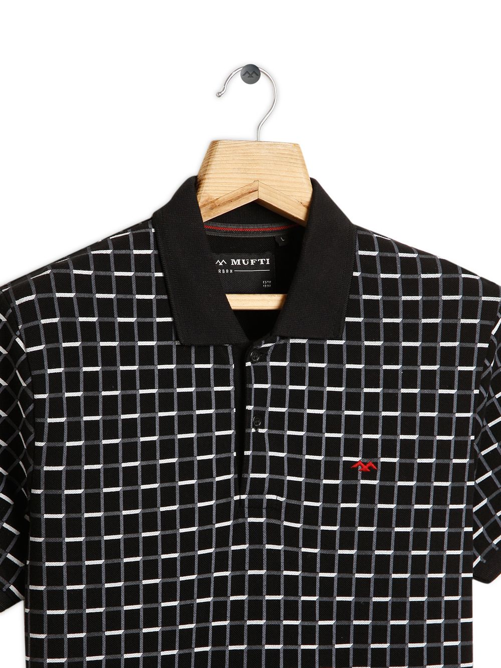 Black Geometric Print Polo