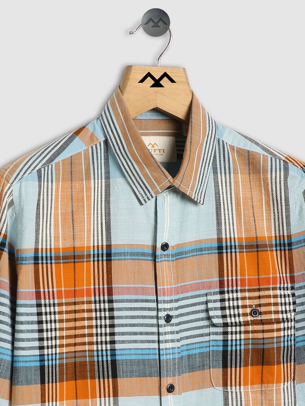 Light Blue & Multi Large Check Slim Fit Casual Shirt