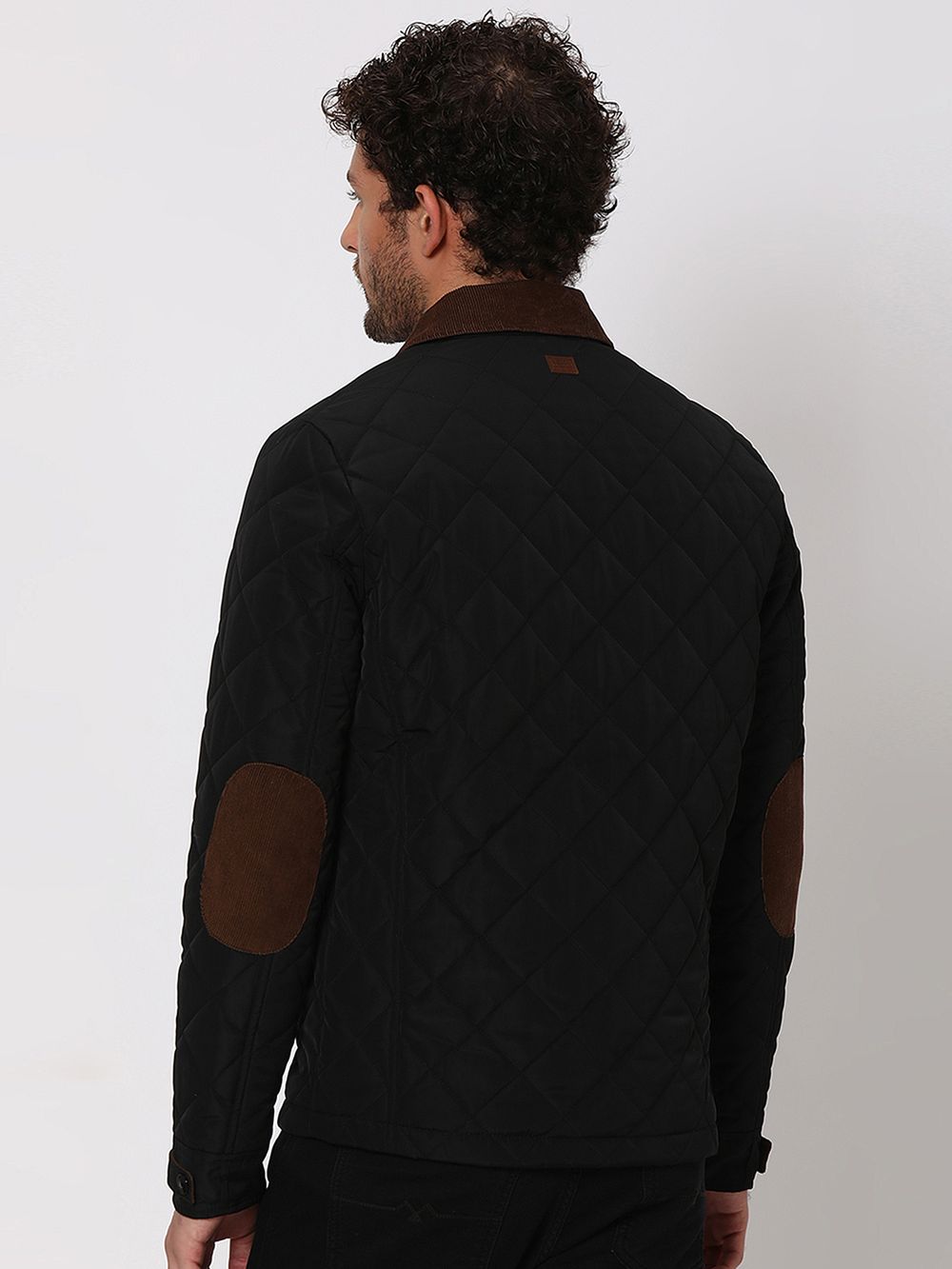 Black Quilted Sherpa Collar Jacket