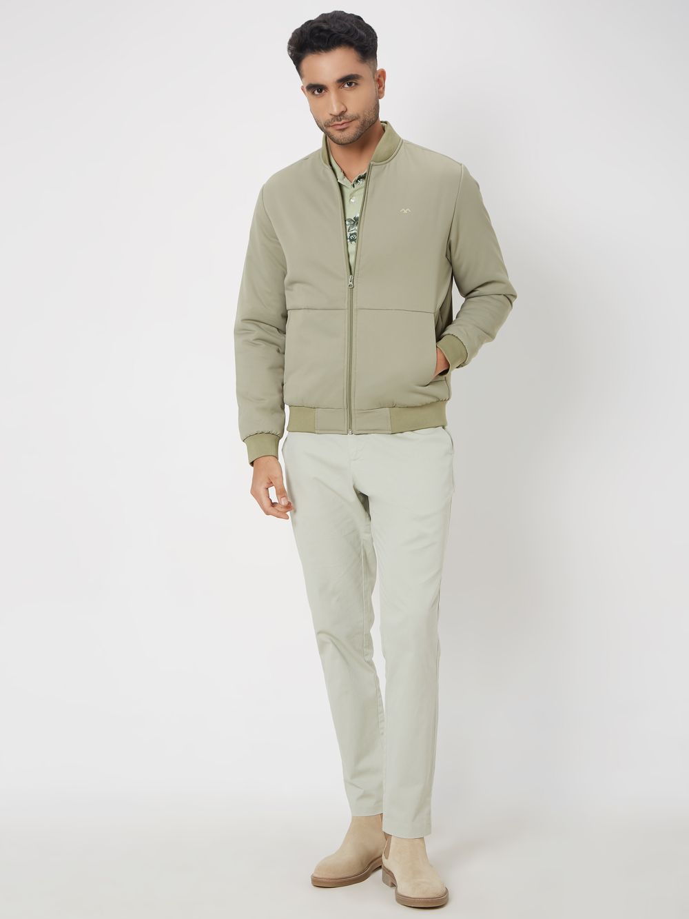 Light Olive Slim Fit Jacket