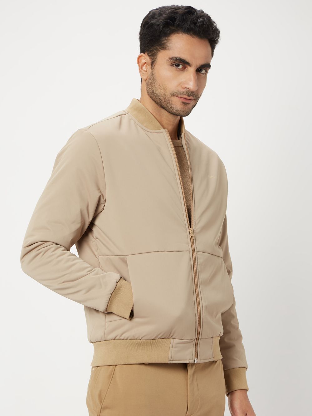 Beige Slim Fit Jacket