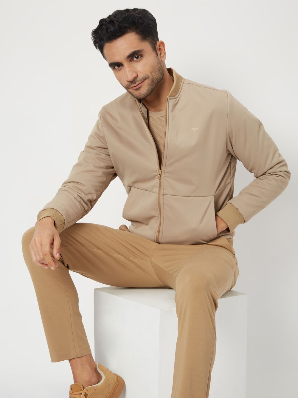 Beige Slim Fit Jacket