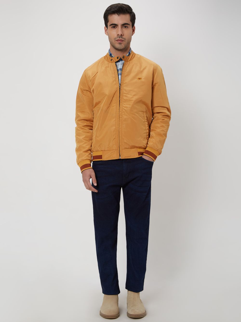 Maroon-Mustard Reversible Slim Fit Jacket