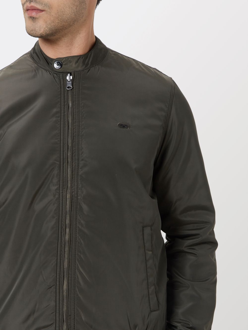 Olive-Black Reversible Slim Fit Jacket