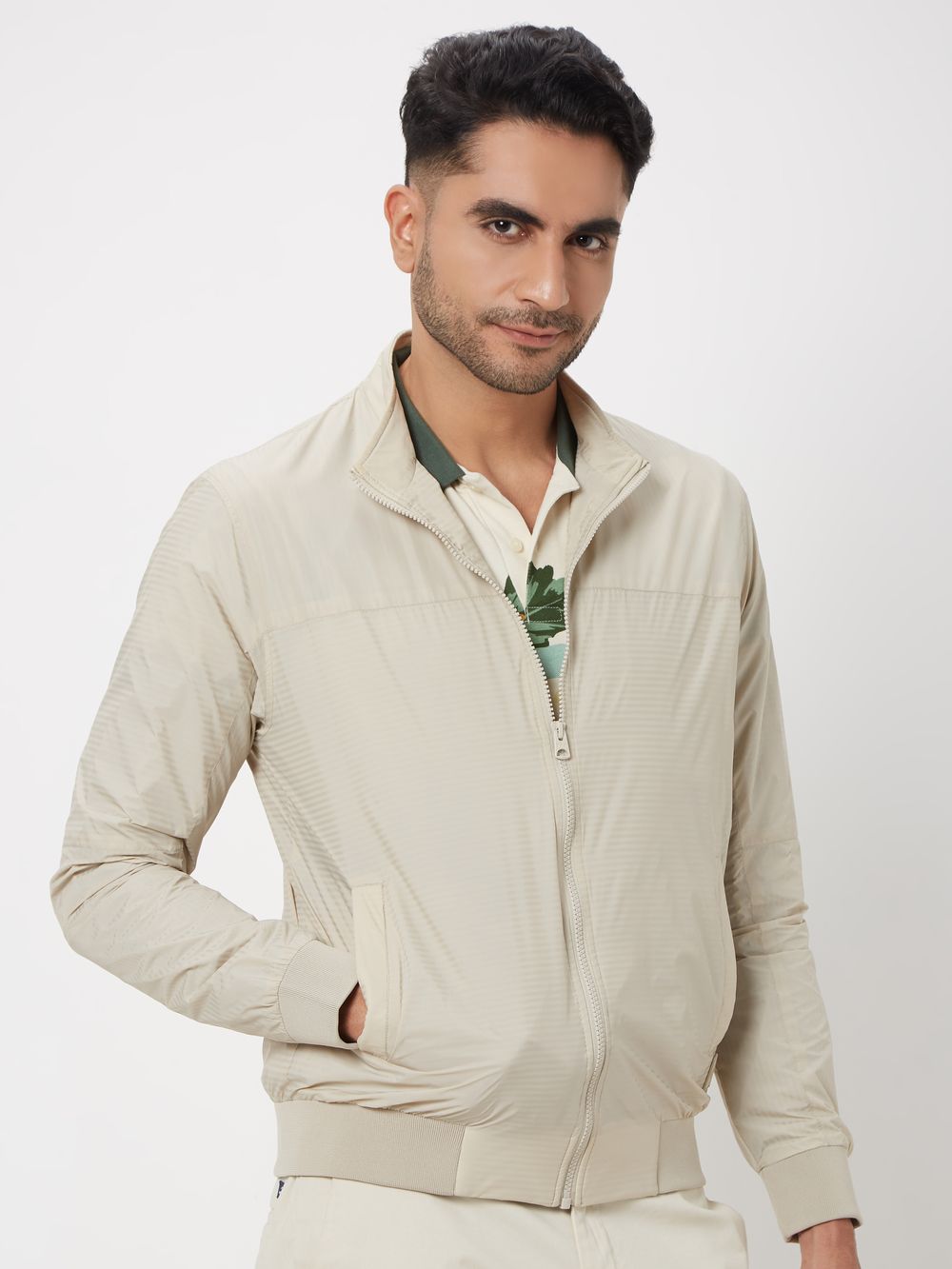 Beige Lightweight Textured Jacket