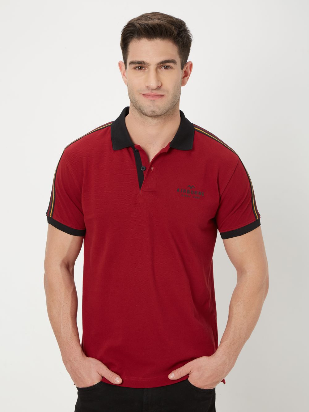 Red & Yellow Taped Pique Polo T-Shirt