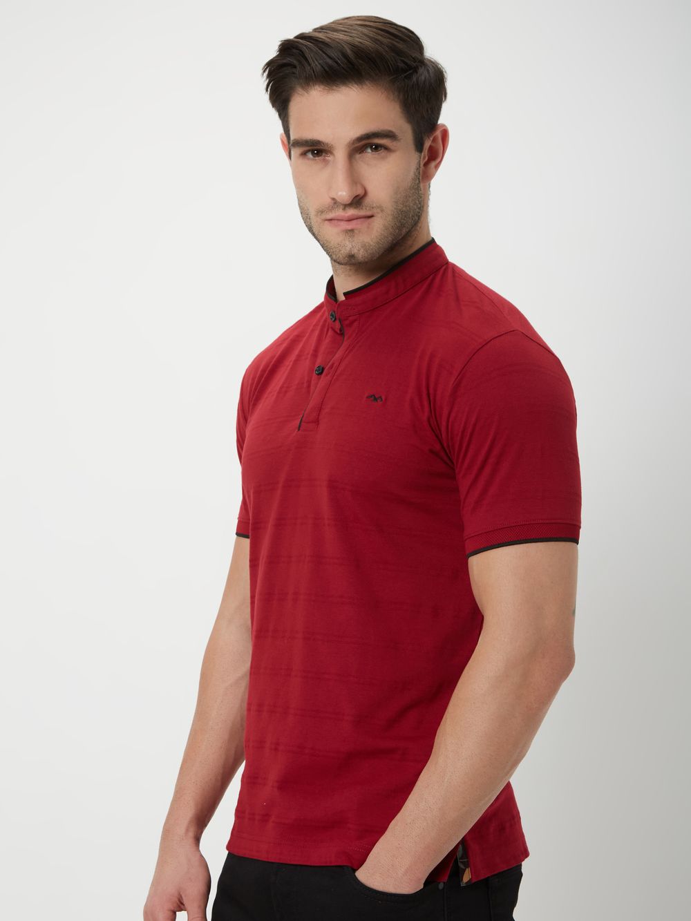 Maroon Stripe Textured Jersey