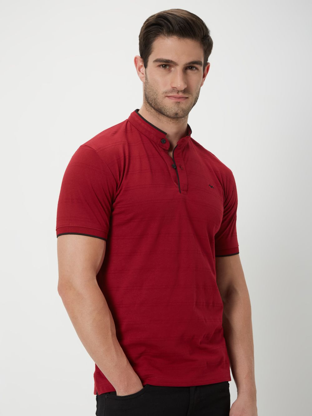 Maroon Stripe Textured Jersey