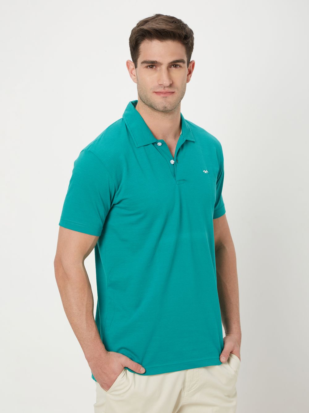 Green Textured Polo T-Shirt