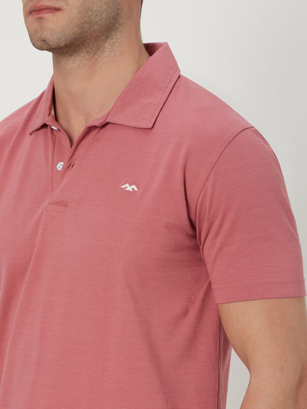 Pink Textured Polo T-Shirt