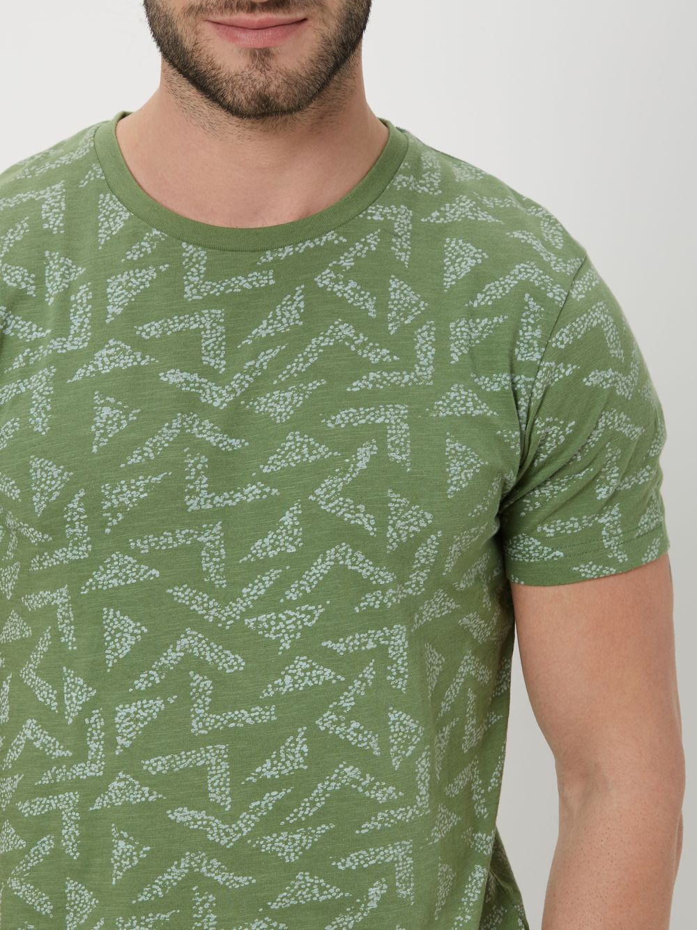 Olive & Light Olive Geometric Print T-Shirt