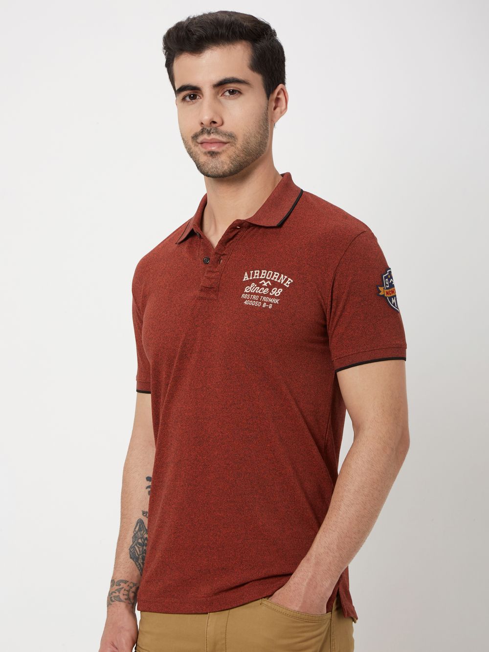 Rust Badged Plain Pique T-Shirt