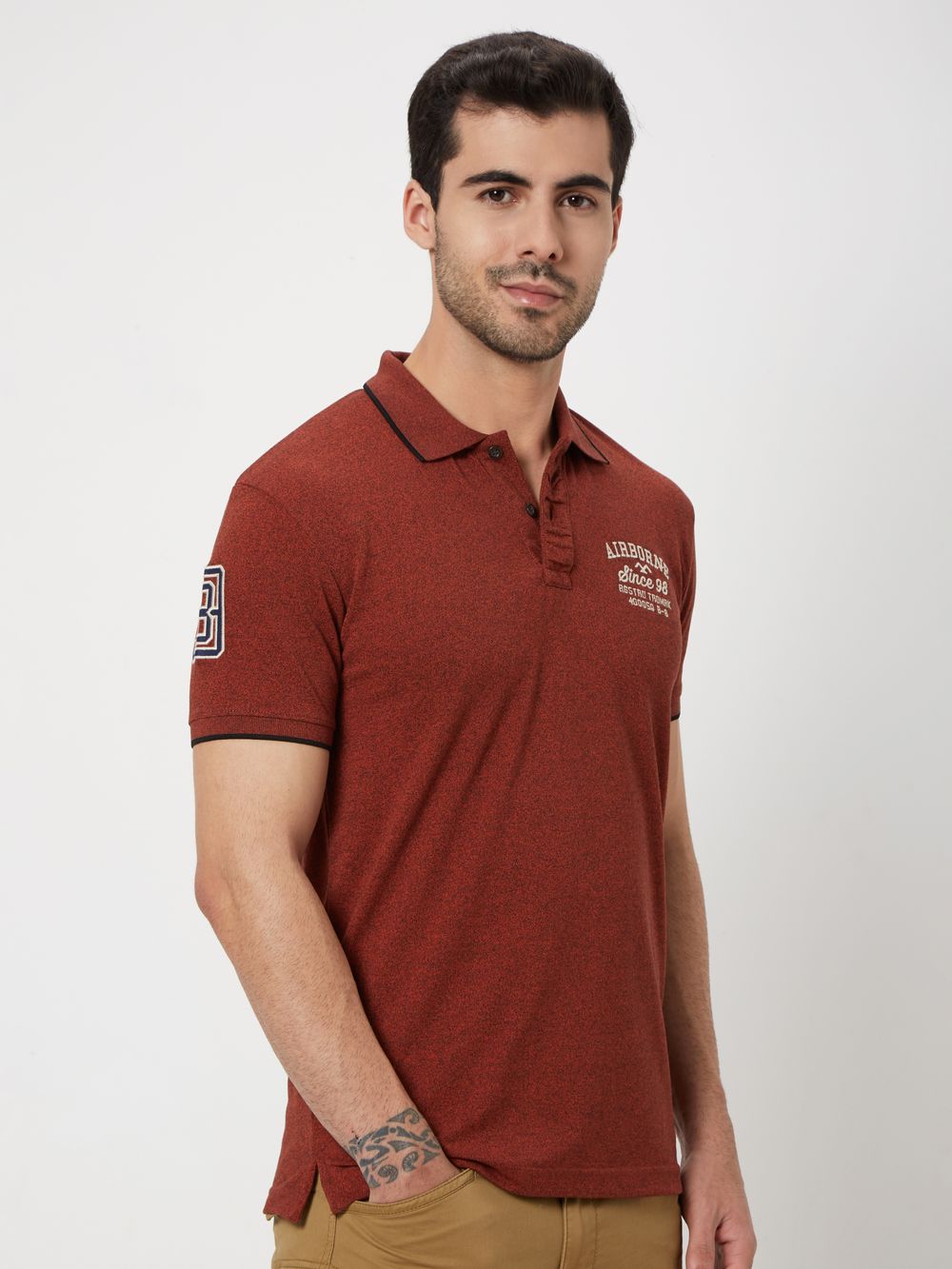 Rust Badged Plain Pique T-Shirt