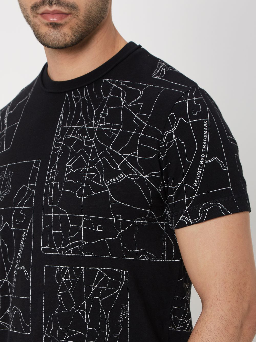 Black & White Bandra Map Slub Jersey T-Shirt