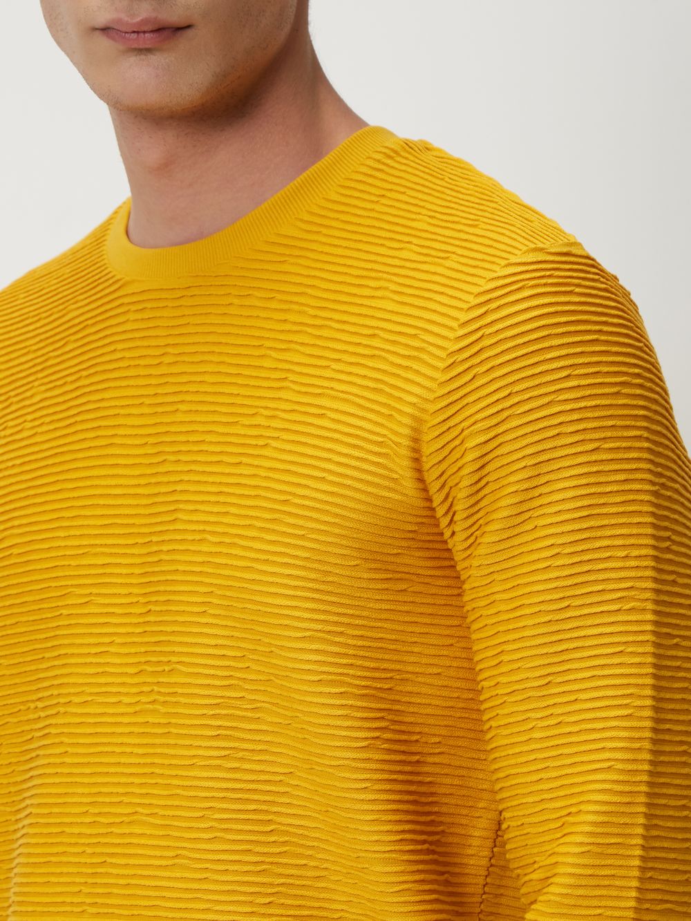 Mustard Jacquard Textured Jersey Sweatshirt