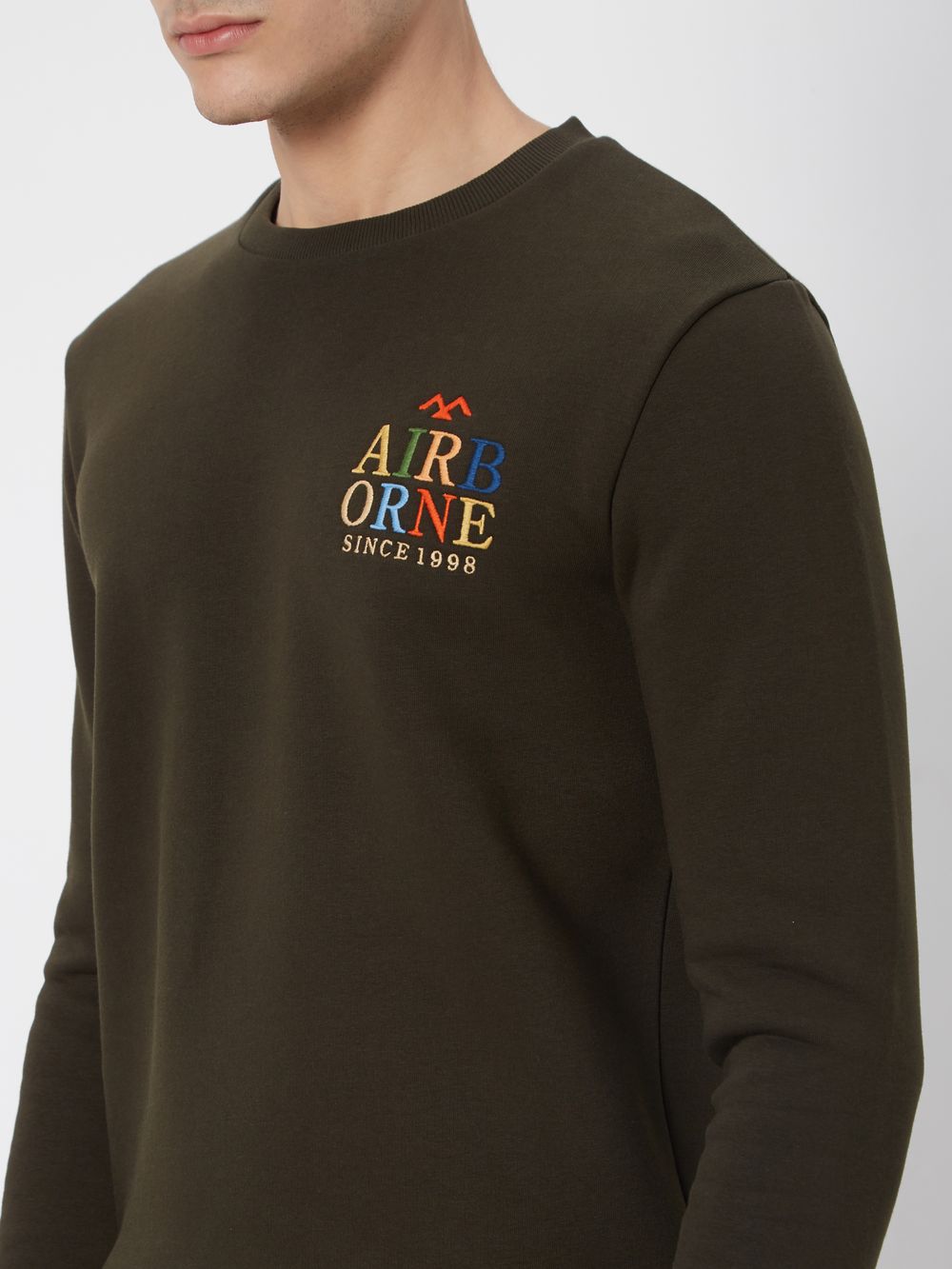 Olive Embroidered Knitted Fleece Sweatshirt