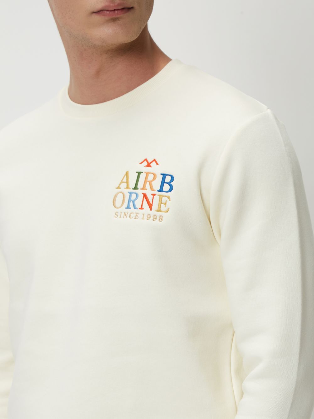 Off White Embroidered Knitted Fleece Sweatshirt