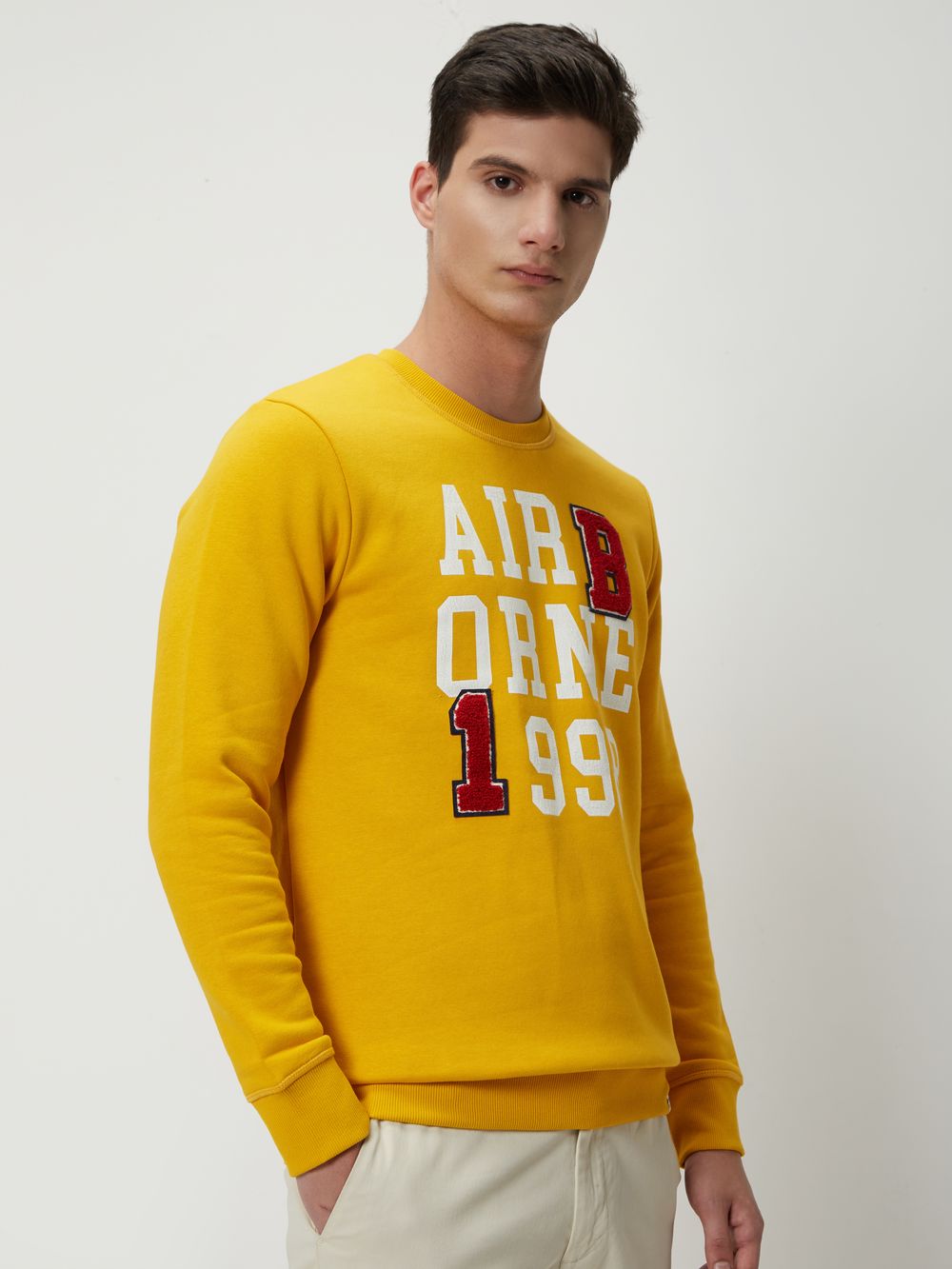 Mustard & Red Plain Knitted Fleece Sweatshirt